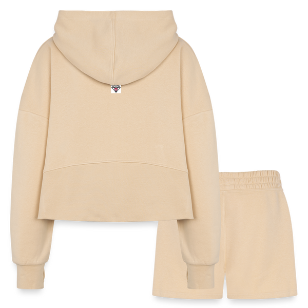 Not BRBY Cropped Hoodie & Jogger Short Set - nude