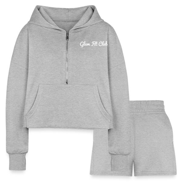 GFC Cropped Hoodie & Jogger Short Set - heather gray