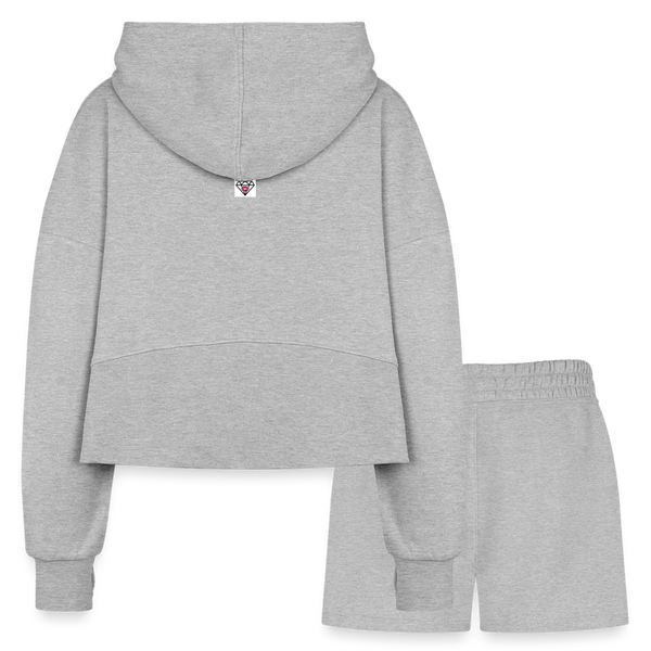 GFC Cropped Hoodie & Jogger Short Set - heather gray