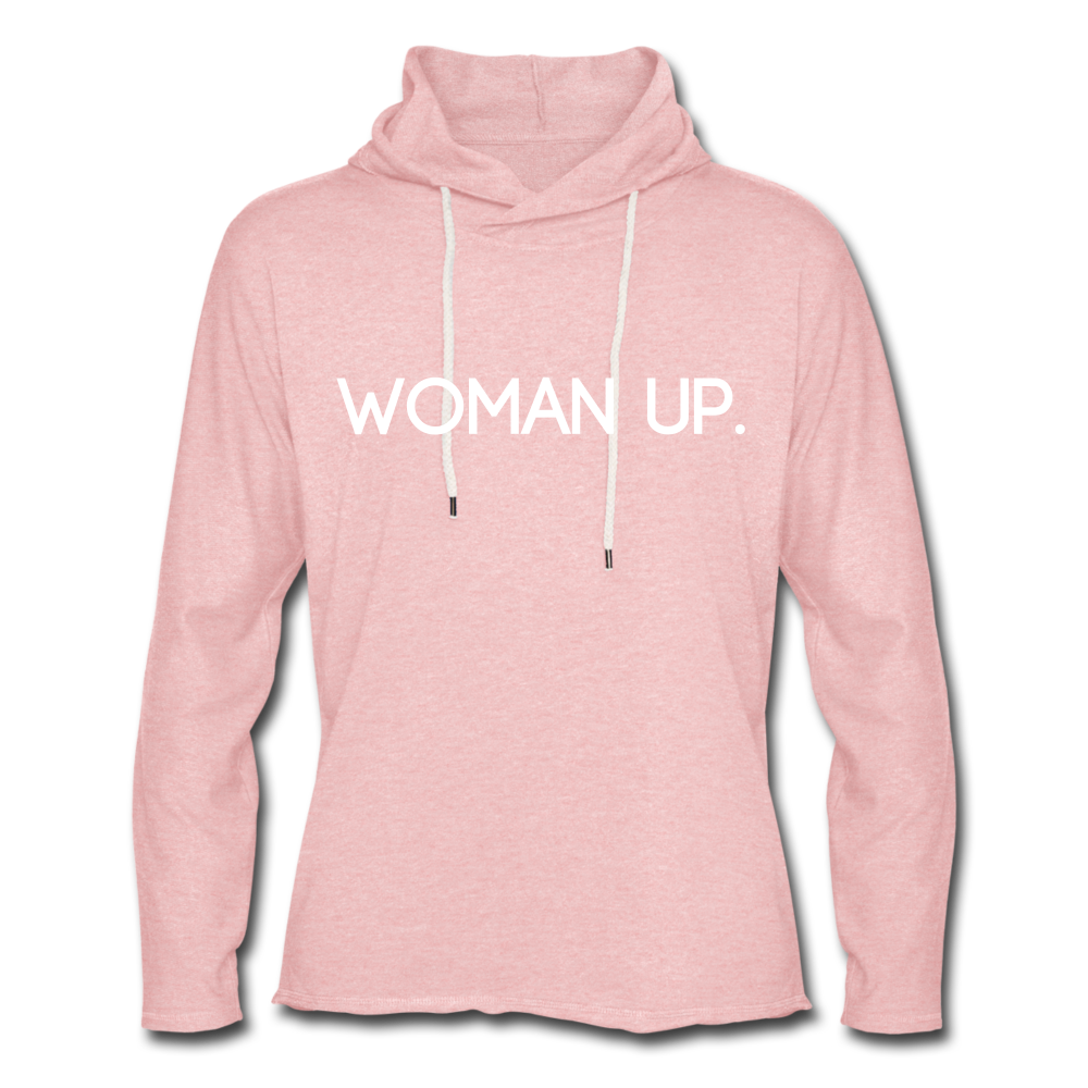 Woman Up Hoodie - cream heather pink
