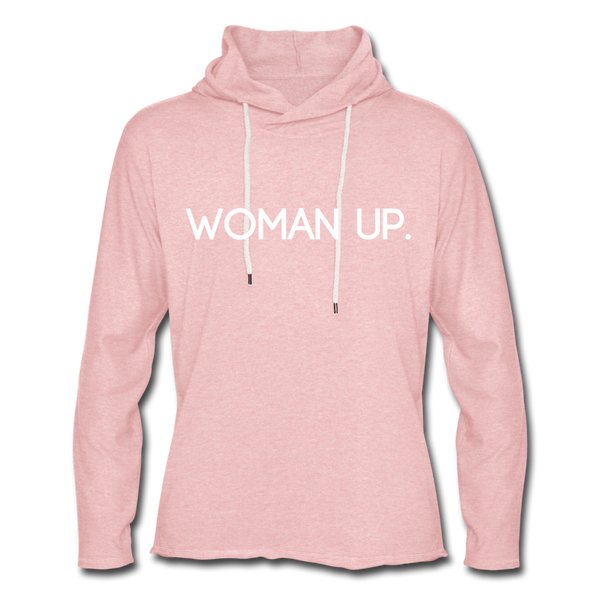Woman Up Hoodie - cream heather pink
