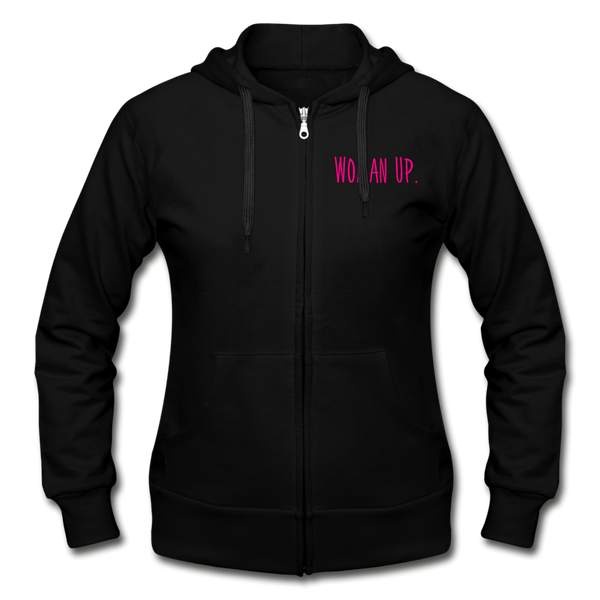 Woman Up Zip Hoodie - black