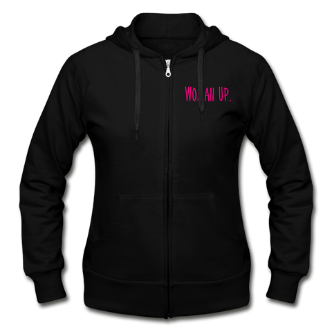 Woman Up Zip Hoodie - black
